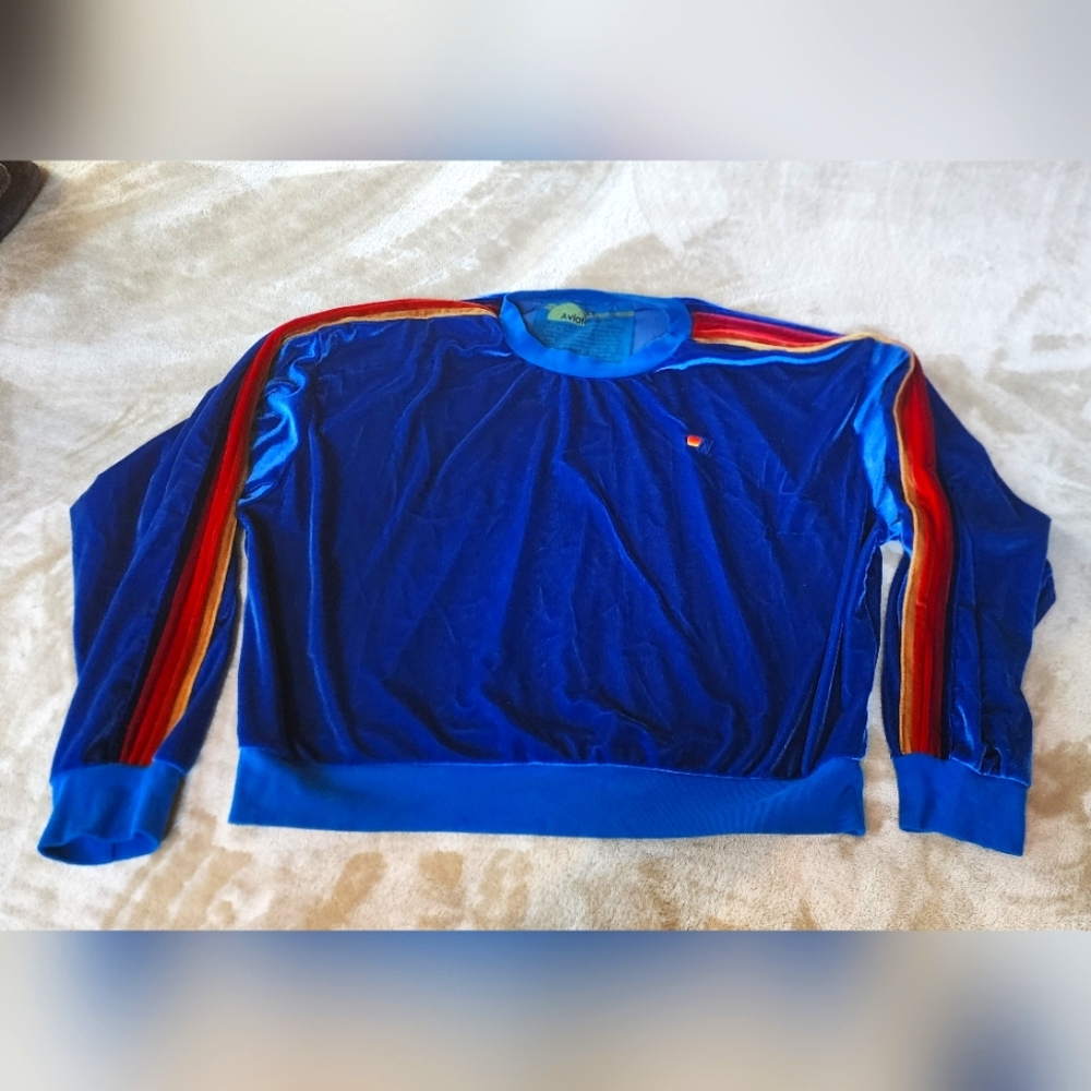 Aviator Nation CLASSIC VELVET RELAXED SWEATSHIRT - VINTAGE BLUE
